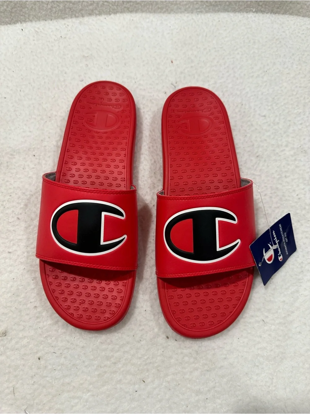 Champion Red Slide Sandals